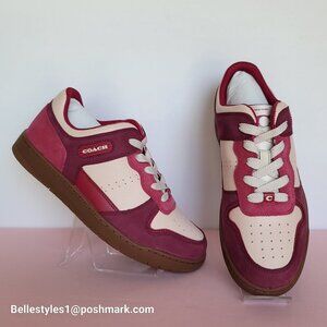 COACH Low Top Leather and Suede Sneakers C201- Pink color- Women’s US Size 9B ⭐